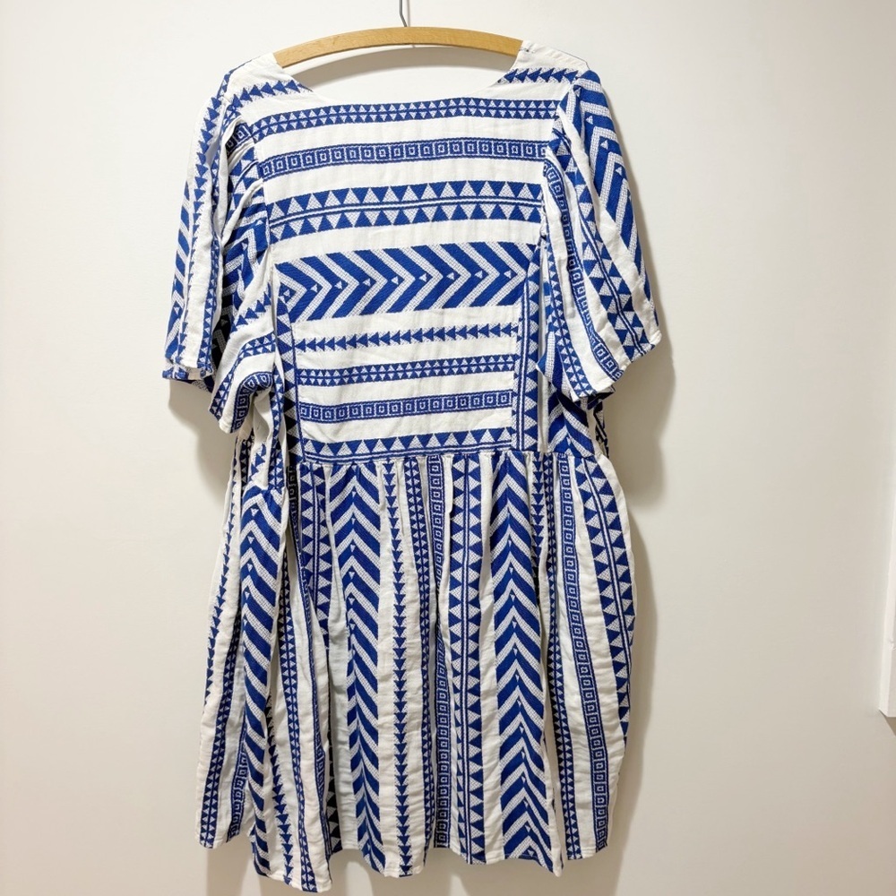 Old Navy Viral V-Neck Mini Swing Dress Blue Embroidered Tanzanite Size XL - Picture 4 of 16
